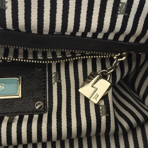 Vintage Y2K L.A.M.B Gwen Stefani Black Leather Purse Shoulder Handbag Lock Charm - Picture 3 of 16